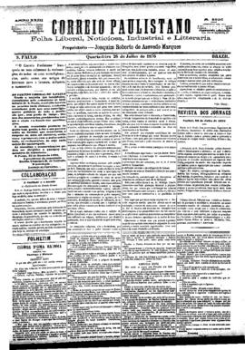 Correio paulistano [jornal], [s/n]. São Paulo-SP, 26 jul. 1876.