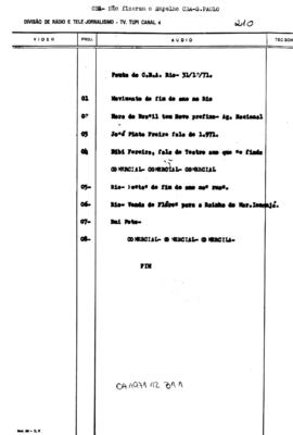 TV Tupi [emissora]. Correspondentes Brasileiros Associados [programa]. Roteiro [televisivo], 31 dez. 1971.