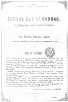 O Jornal das senhoras [jornal], a. 3, t. 6, [s/n]. Rio de Janeiro-RJ, 03 dez. 1854.