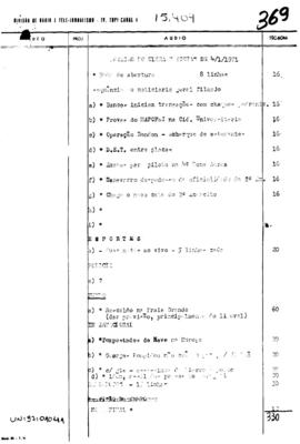 TV Tupi [emissora]. Ultra Notícias [programa]. Roteiro [televisivo], 04 jan. 1971.