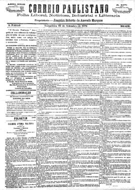 Correio paulistano [jornal], [s/n]. São Paulo-SP, 19 set. 1876.