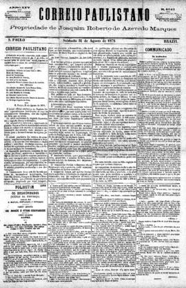 Correio paulistano [jornal], [s/n]. São Paulo-SP, 31 ago. 1878.