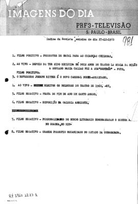 TV Tupi [emissora]. Revista Feminina [programa]. Roteiro [televisivo], 27 dez. 1960.