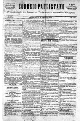 Correio paulistano [jornal], [s/n]. São Paulo-SP, 04 abr. 1878.