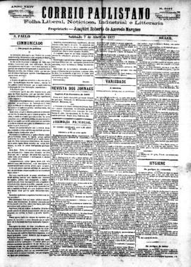 Correio paulistano [jornal], [s/n]. São Paulo-SP, 07 abr. 1877.