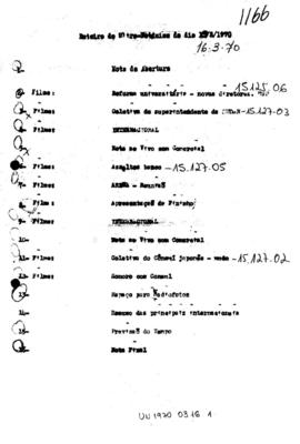 TV Tupi [emissora]. Ultra Notícias [programa]. Roteiro [televisivo], 16 mar. 1970.