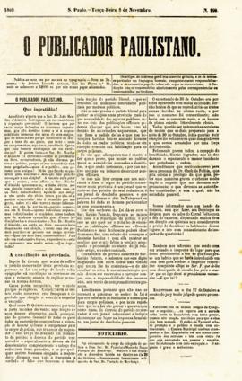 O Publicador paulistano [jornal], n. 160. São Paulo-SP, 08 nov. 1859.