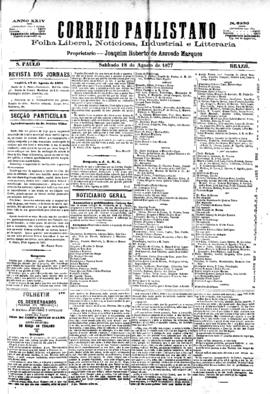 Correio paulistano [jornal], [s/n]. São Paulo-SP, 18 ago. 1877.