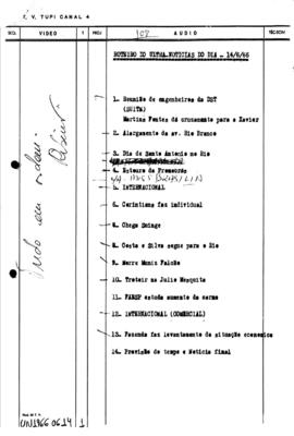TV Tupi [emissora]. Ultra Notícias [programa]. Roteiro [televisivo], 14 jun. 1966.