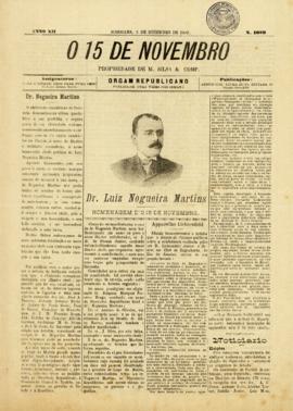 O 15 de Novembro [jornal], a. 12, n. 1089. Sorocaba-SP, 03 dez. 1903.