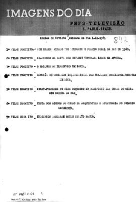 TV Tupi [emissora]. Revista Feminina [programa]. Roteiro [televisivo], 01 nov. 1961.