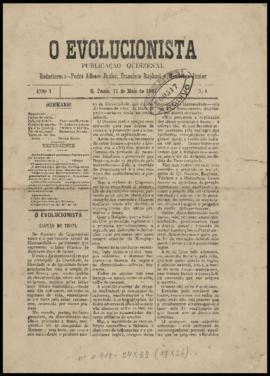 O Evolucionista [jornal], a. 1, n. 1. São Paulo-SP, 11 mai. 1887.