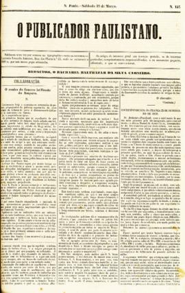 O Publicador paulistano [jornal], n. 132. São Paulo-SP, 19 mar. 1859.