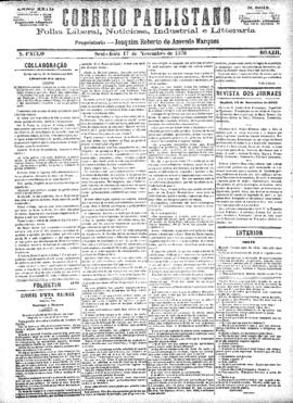 Correio paulistano [jornal], [s/n]. São Paulo-SP, 17 nov. 1876.