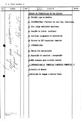 TV Tupi [emissora]. Ultra Notícias [programa]. Roteiro [televisivo], 25 jun. 1966.
