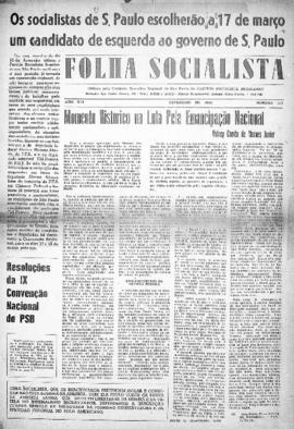 Folha socialista [jornal], a. 13, n. 113. São Paulo-SP, fev. 1962.
