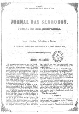 O Jornal das senhoras [jornal], a. 3, t. 5, [s/n]. Rio de Janeiro-RJ, 18 jun. 1854.