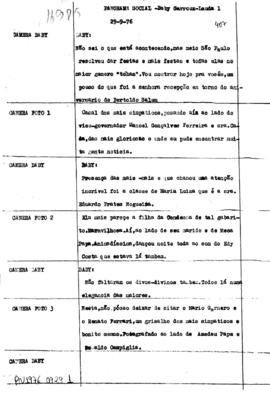 TV Tupi [emissora]. Jornal Panorama [programa]. Roteiro [televisivo], 29 set. 1976.