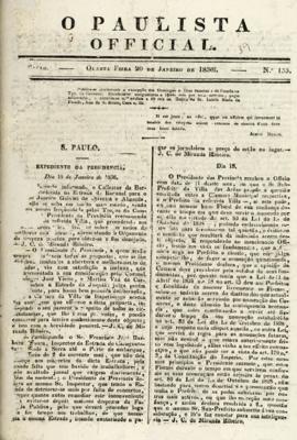 O Paulista official [jornal], n. 135. São Paulo-SP, 20 jan. 1836.