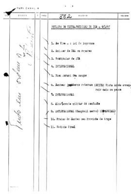 TV Tupi [emissora]. Ultra Notícias [programa]. Roteiro [televisivo], 04 jan. 1967.