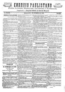 Correio paulistano [jornal], [s/n]. São Paulo-SP, 19 jan. 1876.