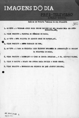 TV Tupi [emissora]. Revista Feminina [programa]. Roteiro [televisivo], 27 jan. 1961.