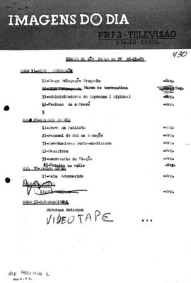 TV Tupi [emissora]. Diário de São Paulo na T.V. [programa]. Roteiro [televisivo], 26 nov. 1960.