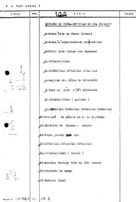 TV Tupi [emissora]. Ultra Notícias [programa]. Roteiro [televisivo], 29 dez. 1967.