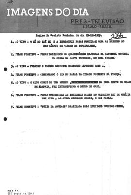 TV Tupi [emissora]. Revista Feminina [programa]. Roteiro [televisivo], 29 dez. 1959.