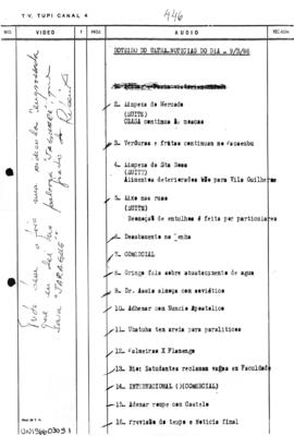 TV Tupi [emissora]. Ultra Notícias [programa]. Roteiro [televisivo], 09 mar. 1966.