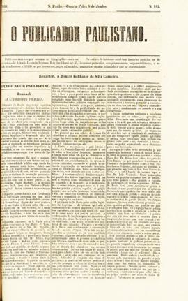 O Publicador paulistano [jornal], n. 142. São Paulo-SP, 08 jun. 1859.