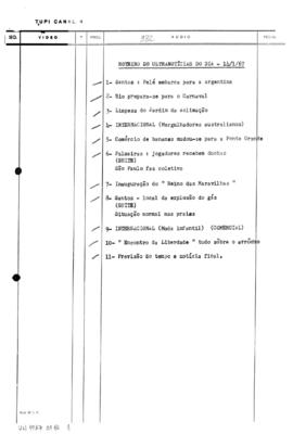 TV Tupi [emissora]. Ultra Notícias [programa]. Roteiro [televisivo], 14 jan. 1967.