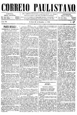 Correio paulistano [jornal], [s/n]. São Paulo-SP, 20 dez. 1856.