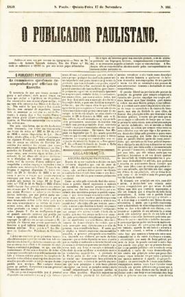 O Publicador paulistano [jornal], n. 161. São Paulo-SP, 17 nov. 1859.