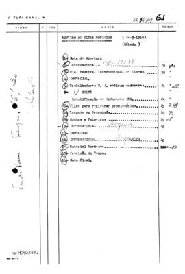 TV Tupi [emissora]. Ultra Notícias [programa]. Roteiro [televisivo], 22 mar. 1969.