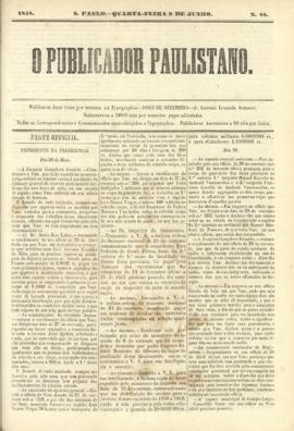 O Publicador paulistano [jornal], n. 88. São Paulo-SP, 09 jun. 1858.