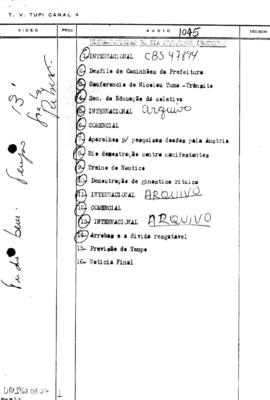 TV Tupi [emissora]. Ultra Notícias [programa]. Roteiro [televisivo], 27 ago. 1968.