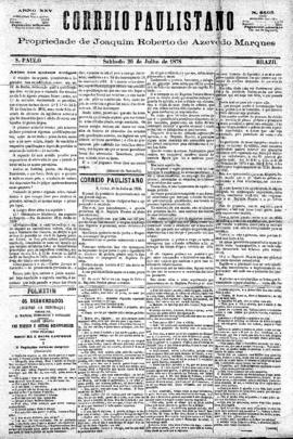 Correio paulistano [jornal], [s/n]. São Paulo-SP, 20 jul. 1878.