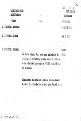 TV Tupi [emissora]. Mappin Movietone [programa]. Roteiro [televisivo], 14 ago. 1952.