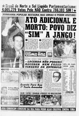 Última Hora [jornal]. Rio de Janeiro-RJ, 08 jan. 1963 [ed. vespertina].