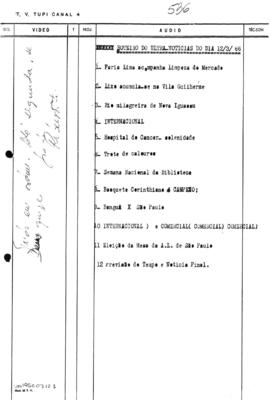 TV Tupi [emissora]. Ultra Notícias [programa]. Roteiro [televisivo], 12 mar. 1966.