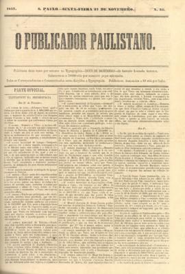 O Publicador paulistano [jornal], n. 34. São Paulo-SP, 27 nov. 1857.
