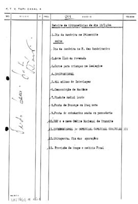 TV Tupi [emissora]. Ultra Notícias [programa]. Roteiro [televisivo], 19 nov. 1966.