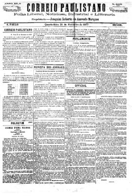 Correio paulistano [jornal], [s/n]. São Paulo-SP, 21 fev. 1877.