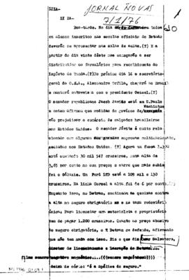 TV Tupi [emissora]. Jornal Novas [programa]. Roteiro [televisivo], 07 jan. 1976.