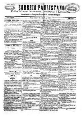 Correio paulistano [jornal], [s/n]. São Paulo-SP, 06 abr. 1877.