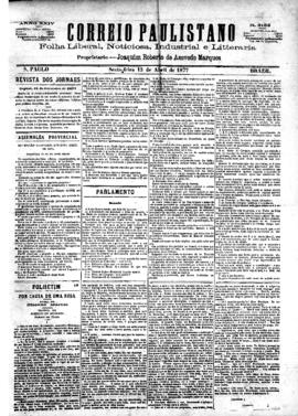 Correio paulistano [jornal], [s/n]. São Paulo-SP, 13 abr. 1877.