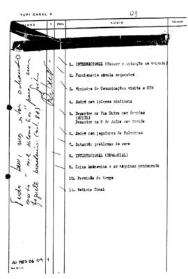 TV Tupi [emissora]. Ultra Notícias [programa]. Roteiro [televisivo], 09 jun. 1967.