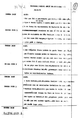 TV Tupi [emissora]. Jornal Panorama [programa]. Roteiro [televisivo], 24 set. 1976.