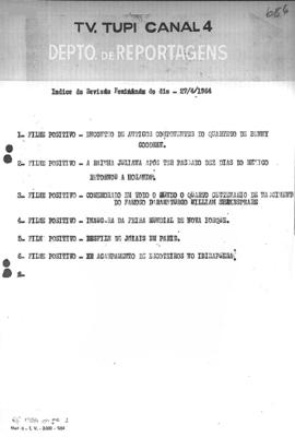 TV Tupi [emissora]. Revista Feminina [programa]. Roteiro [televisivo], 27 abr. 1964.